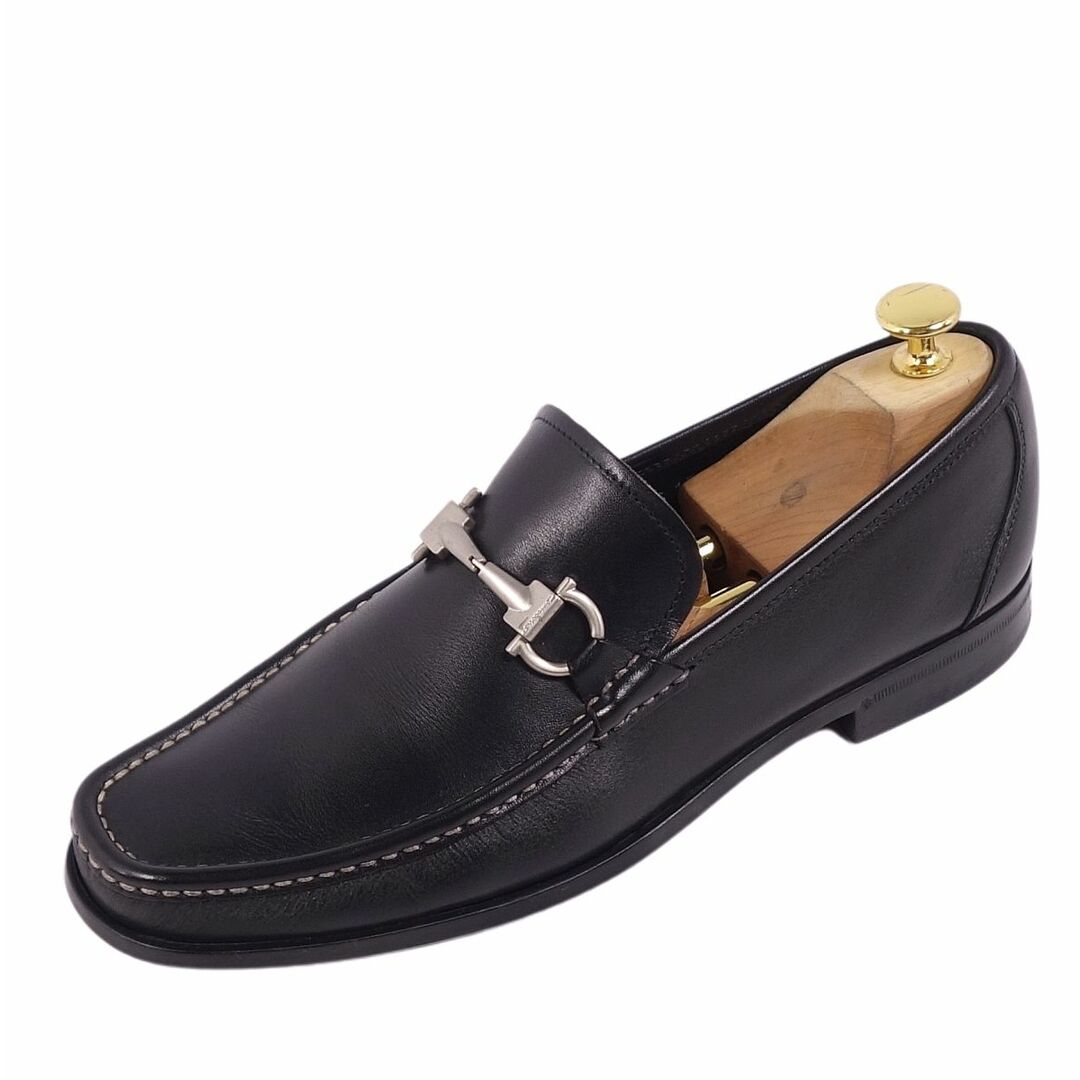 美品 サルヴァトーレ フェラガモ Salvatore Ferragamo ローファー モカシン ホースビット カーフレザー シューズ メンズ 7EE(25cm相当) ブラック