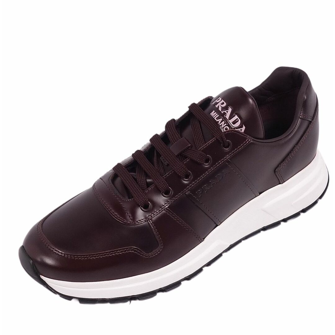 未使用 プラダ PRADA スニーカー ローカットスニーカー レースアップ ロゴ柄 カーフレザー シューズ メンズ 6.5(27cm相当) ブラック | フリマアプリ ラクマ