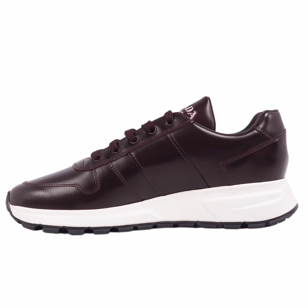 未使用 プラダ PRADA スニーカー ローカットスニーカー レースアップ ロゴ柄 カーフレザー シューズ メンズ 6.5(27cm相当) ブラック