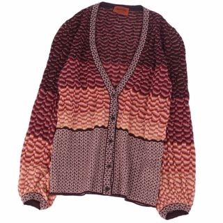 美品 ミッソーニ MISSONI カーディガン ウール 総柄 トップス レディース イタリア製 40(M相当) ブラウン/オレンジ(カーディガン)