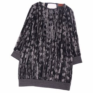 美品 ミッソーニ MISSONI ニット セーター バックオープン ウール トップス レディース イタリア製 42(L相当) ブラック/ホワイト(ニット/セーター)