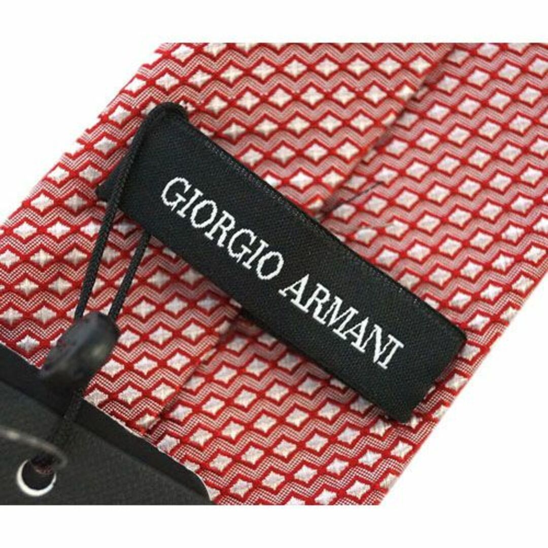 Giorgio Armani(ジョルジオアルマーニ)の【新品】アルマーニ ネクタイ ジャカード レッド/ペールピンク 03408 メンズのファッション小物(ネクタイ)の商品写真