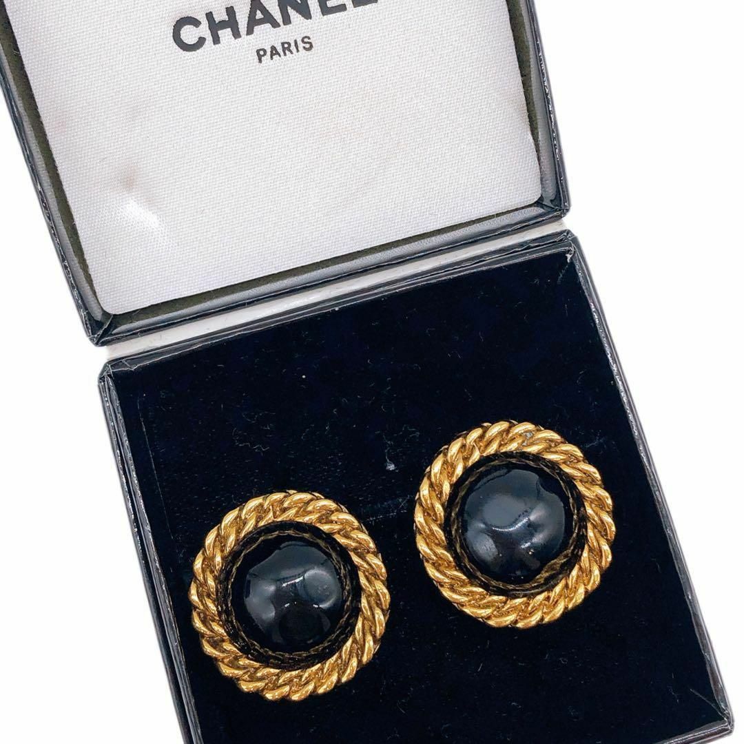 CHANEL シャネル イヤリング ブラック×ゴールド