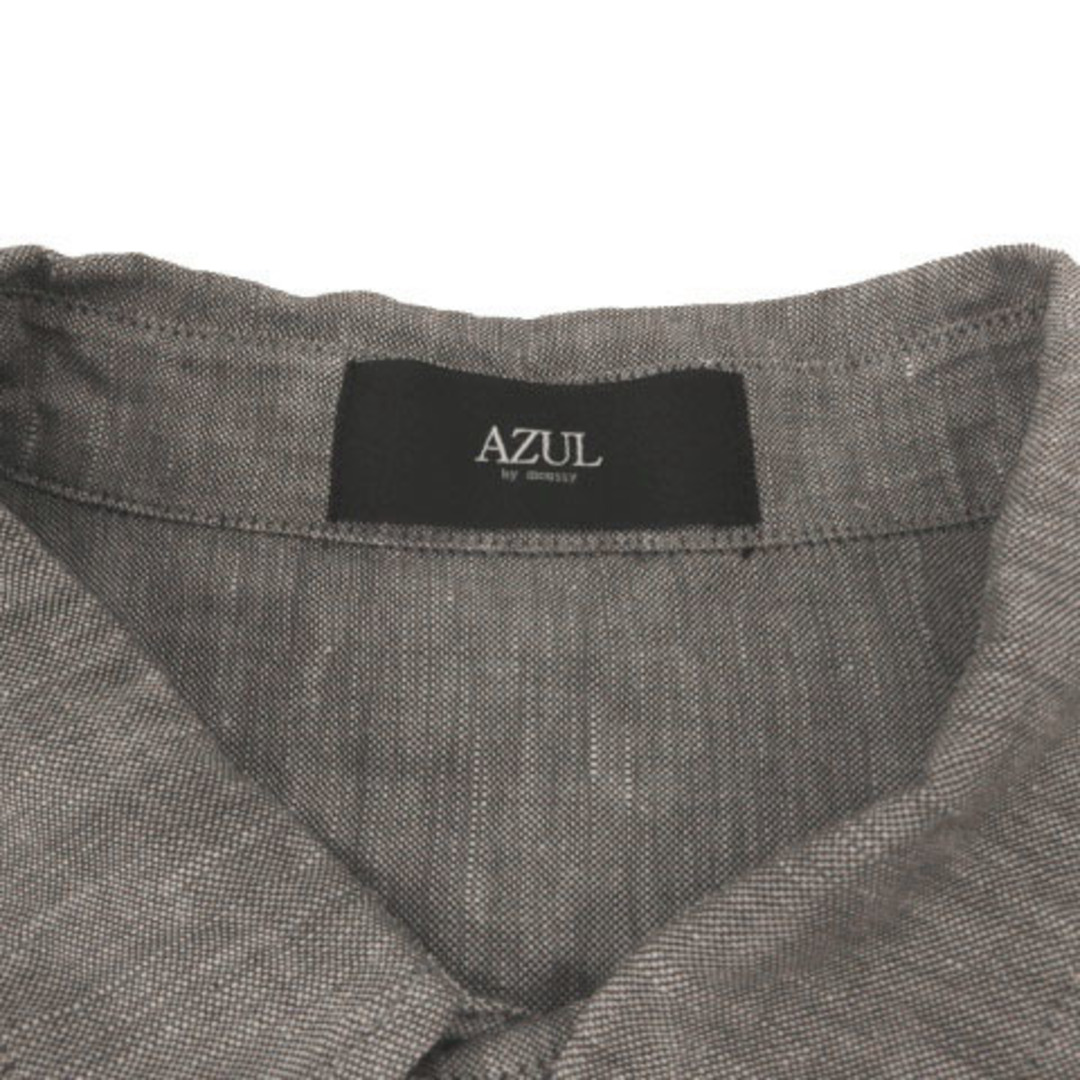 AZUL by moussy(アズールバイマウジー)のアズールバイマウジー シャツ 長袖 リネン混 ブラウン系 グレーブラウン XL メンズのトップス(シャツ)の商品写真