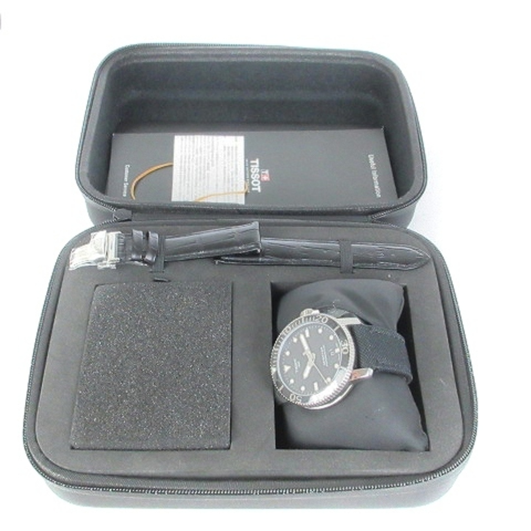 ティソ 美品 シースター 腕時計 ウォッチ アナログ 3針 自動巻き 黒