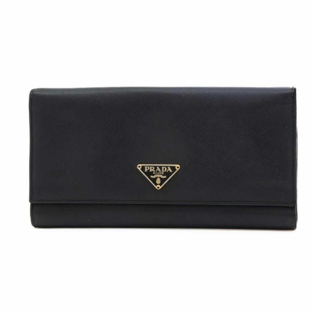 PRADA - PRADA プラダ 長財布 サフィアーノ ブラック 黒 ロゴ PRADA - PRADA プラダ 長財布 サフィアーノ ブラック 黒 ロゴ
