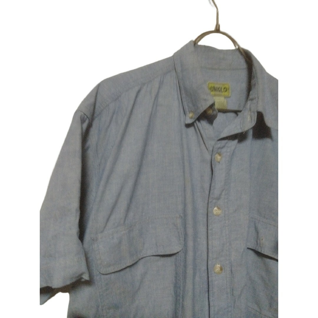 UNIQLO(ユニクロ)の80s オールドユニクロ　半袖シャツ　シャンブレーシャツ　Mサイズ メンズのトップス(シャツ)の商品写真