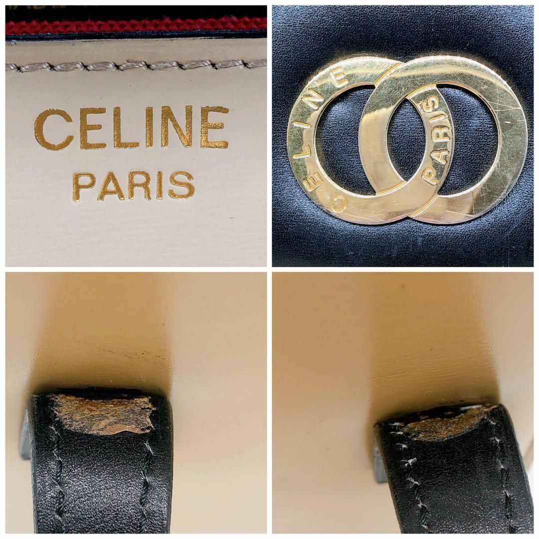 celine(セリーヌ)のセリーヌ ショルダーバッグ レザー ベージュ ブラック サークルロゴ レディースのバッグ(ショルダーバッグ)の商品写真