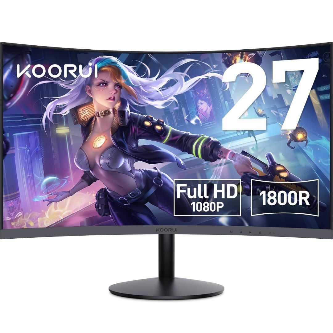 KOORUI モニター 27インチ 75Hz 5ms 曲面 モニター VAパネル ...