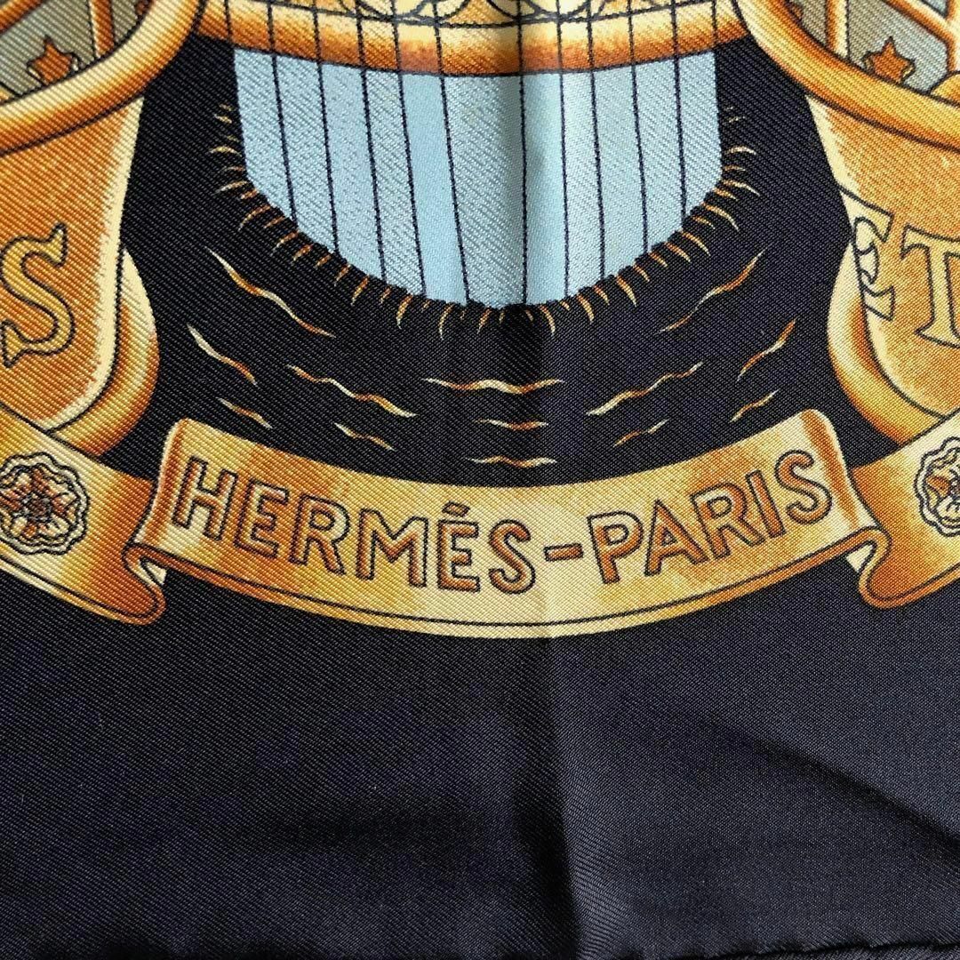 HERMES エルメス スカーフ カレ90 EUROPE 女神 ブラック シルク