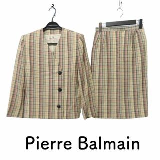 ピエールバルマン(Pierre Balmain)のPierre Balmain スカート ジャケット チェックセットアップ　9(スーツ)