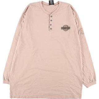 ハーレーダビッドソン(Harley Davidson)の古着 ハーレーダビッドソン Harley-Davidson ヘンリーネック ロングTシャツ ロンT USA製 メンズXL /eaa362950(Tシャツ/カットソー(半袖/袖なし))