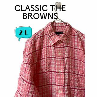 CLASSIC THE BROWNS シワ加工　半袖BDシャツ　XL(シャツ)