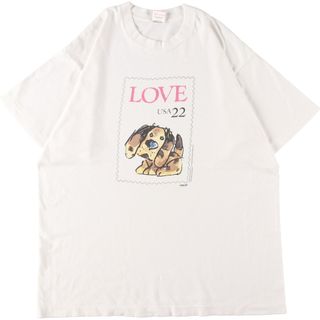 90s USA製 犬プリントTシャツ フルーツオブザルーム vintage