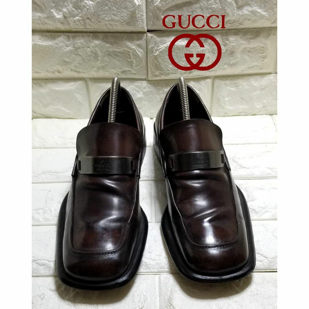 Gucci(グッチ)の【GUCCI】ビットローファーsize40.5　 (約24.5cm)　濃茶 メンズの靴/シューズ(ドレス/ビジネス)の商品写真