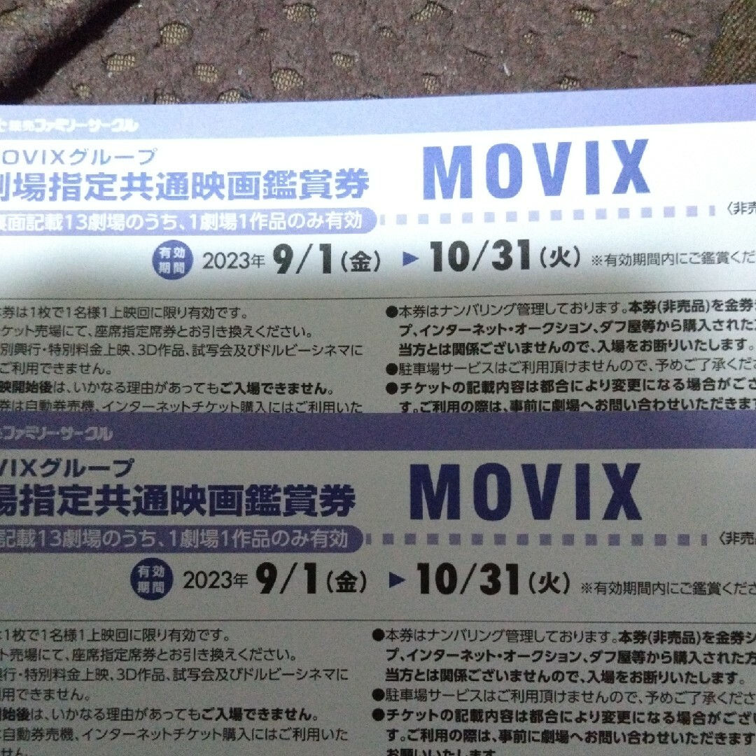 MOVIX映画鑑賞券2枚 - その他