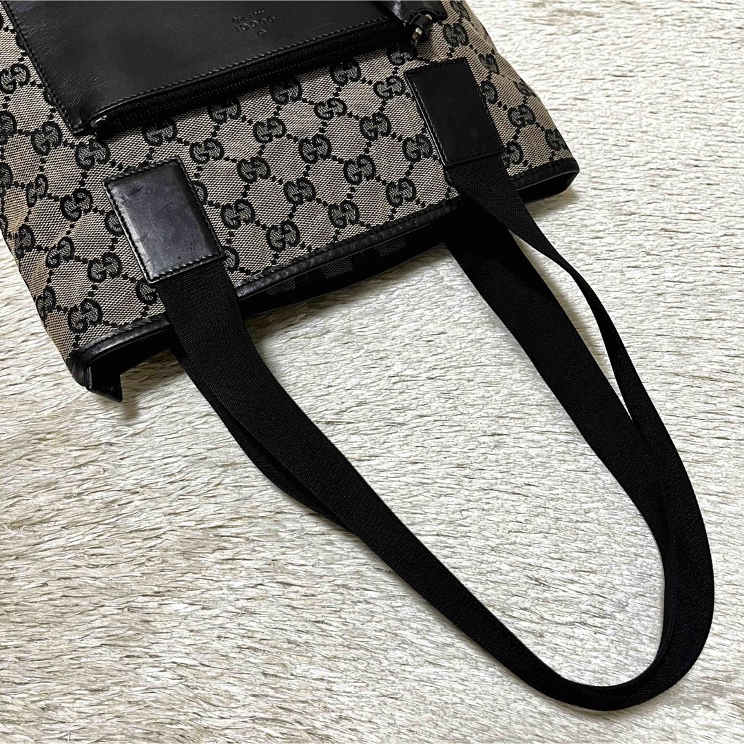 Gucci(グッチ)の専用　グッチ トートバッグ 肩掛け GGキャンバス×レザー ブラック 黒 グレー レディースのバッグ(トートバッグ)の商品写真