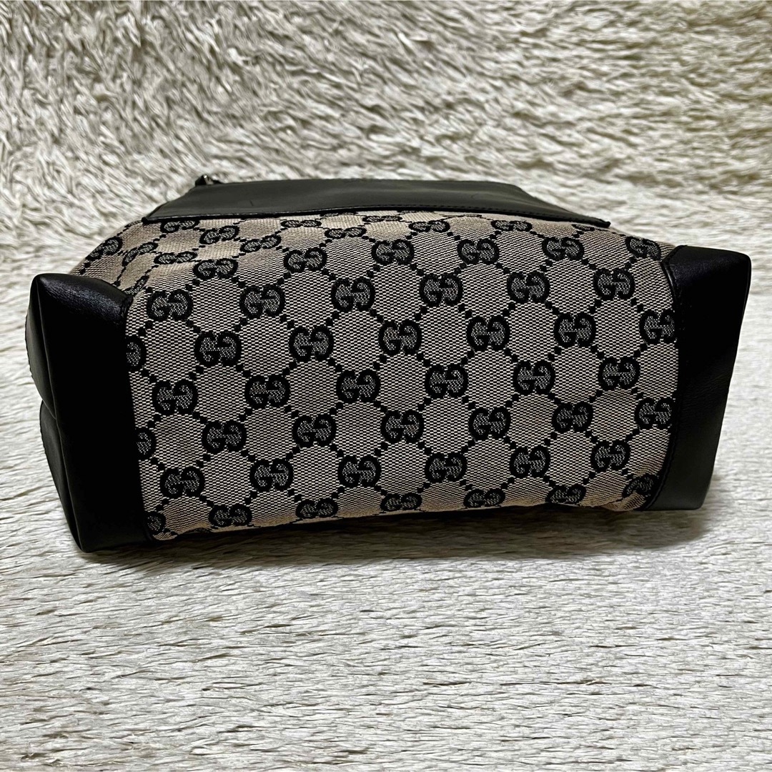 Gucci(グッチ)の専用　グッチ トートバッグ 肩掛け GGキャンバス×レザー ブラック 黒 グレー レディースのバッグ(トートバッグ)の商品写真