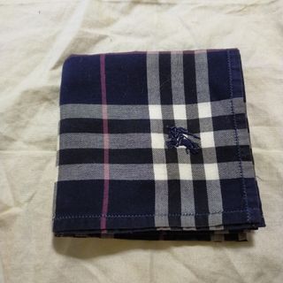 バーバリー(BURBERRY)のバーバリーハンカチ　ネイビー×チェック(ハンカチ)