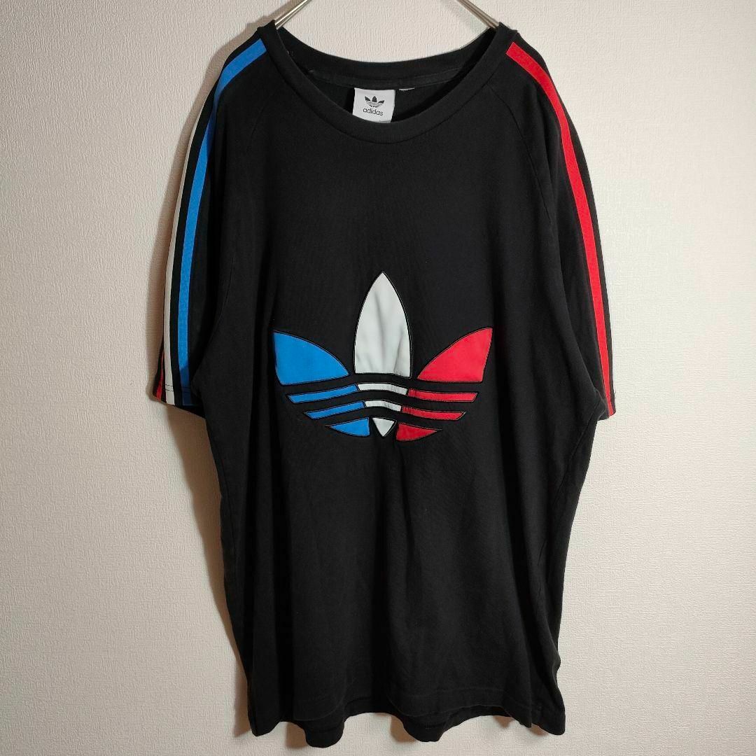 【adidas アディダス】ロゴプリントTシャツ（L）トリコロール トリコカラー