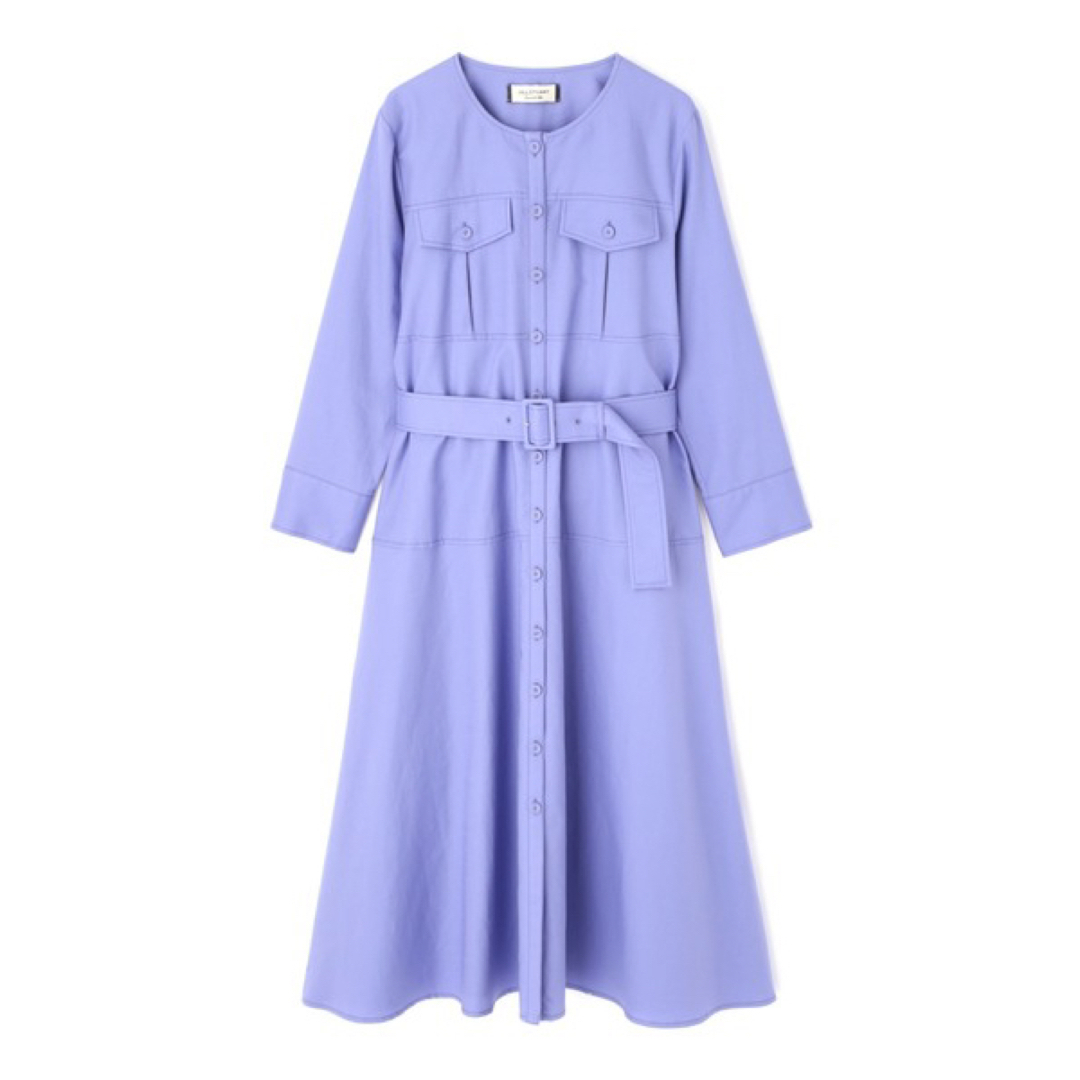 JILLSTUART(ジルスチュアート)の美品 JILLSTUART Endy ROBE ノーカラーシャツワンピース レディースのワンピース(ひざ丈ワンピース)の商品写真