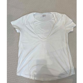 無印良品　オーガニックコットン天竺　授乳に便利なＴシャツマタニティＭ～Ｌ・オフ白