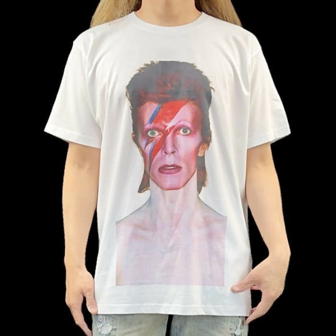 新品 ビッグプリント 稲妻 メイク デヴィッド ボウイ アラジンセイン T
