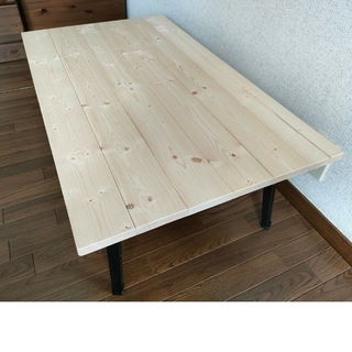 90×54×32 折り畳みローテーブル《カラー選択》無垢材　スチール脚(ローテーブル)
