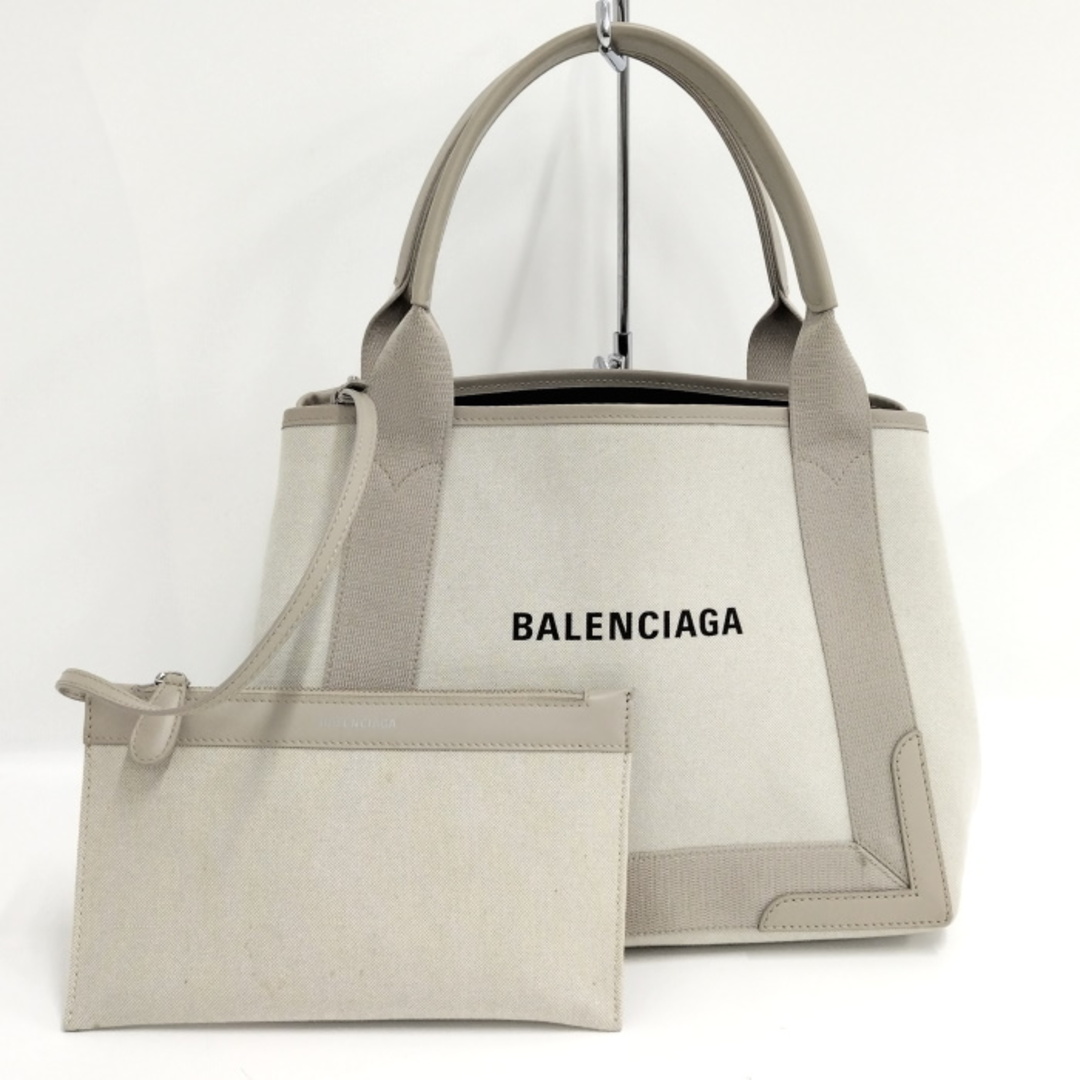 BALENCIAGA ネイビーカバスS ハンドバッグ ポーチ付き キャンバス