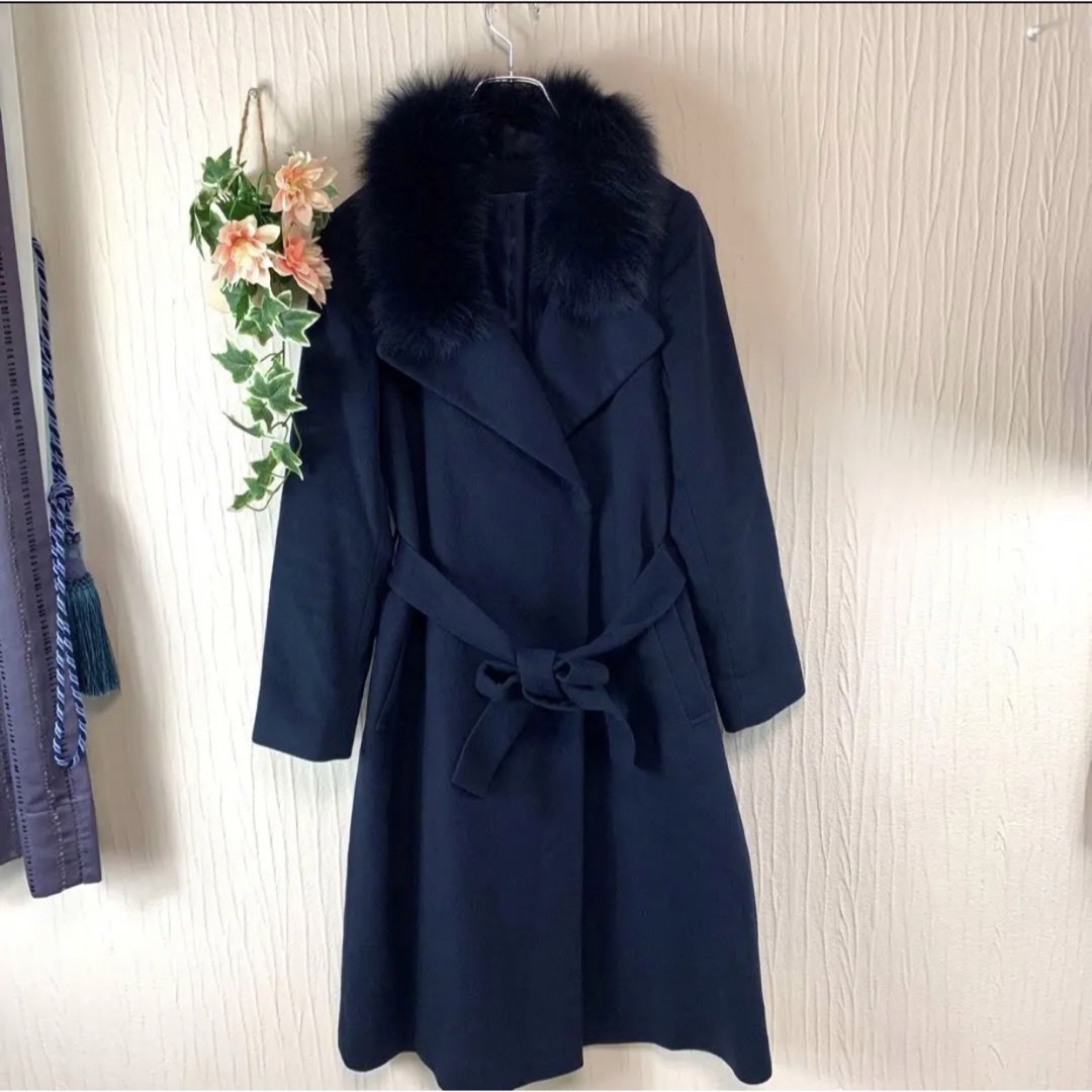 383.美品◇フジコウ:M カシミア100% ガウンコート ロング ベルテッド