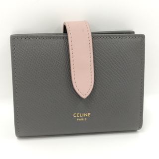 セリーヌ(celine)のCELINE スモール ストラップ ウォレット 二つ折り財布 レザー グレー(財布)