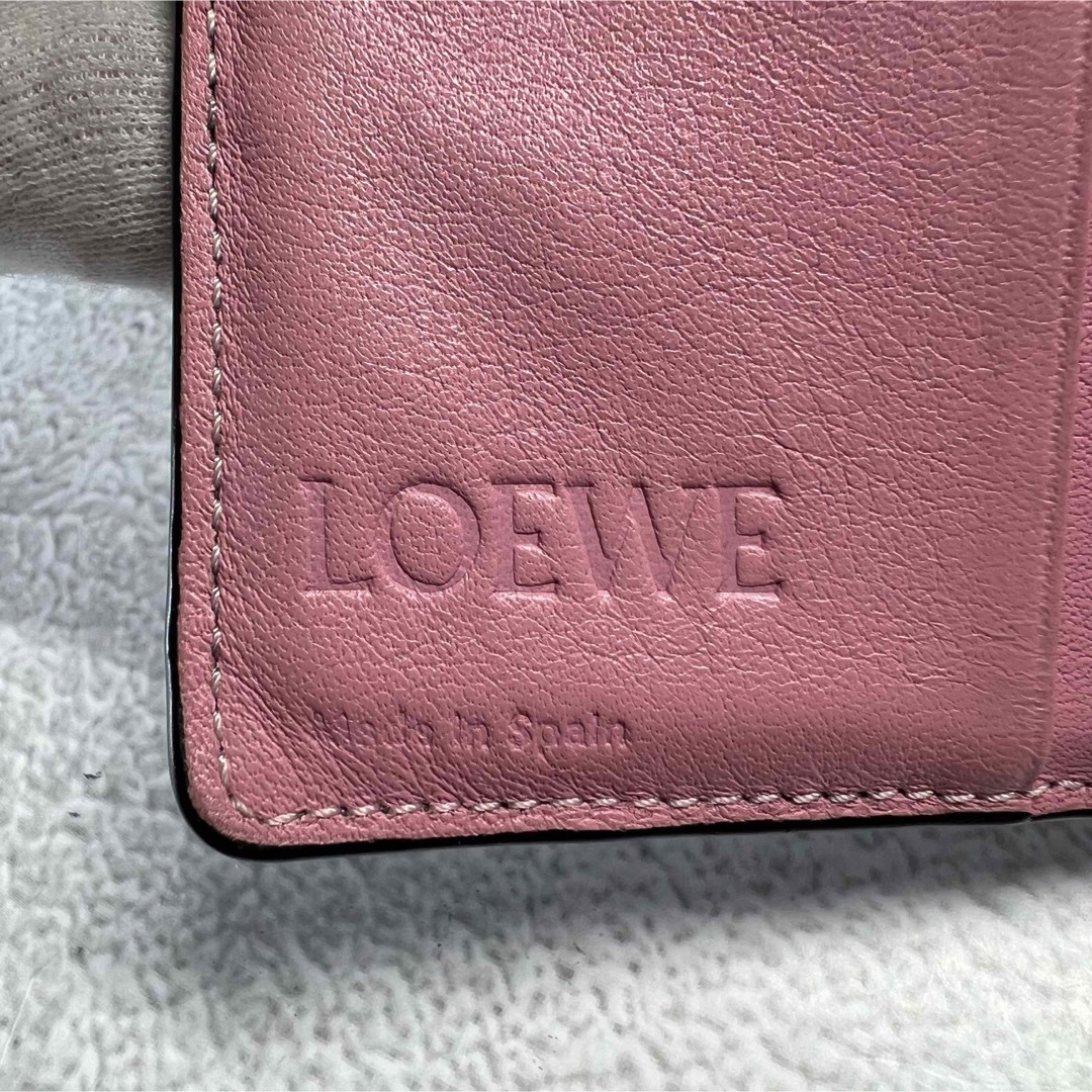 ロエベ LOEWE リピート アナグラム 折り財布 ブラック 黒 ピンク