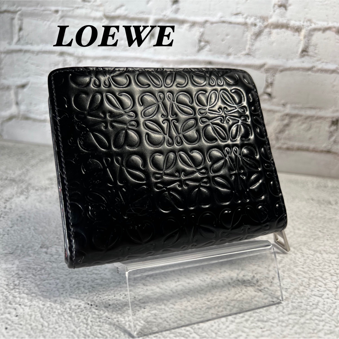 ロエベ LOEWE リピート アナグラム 折り財布 ブラック 黒 ピンク | フリマアプリ ラクマ