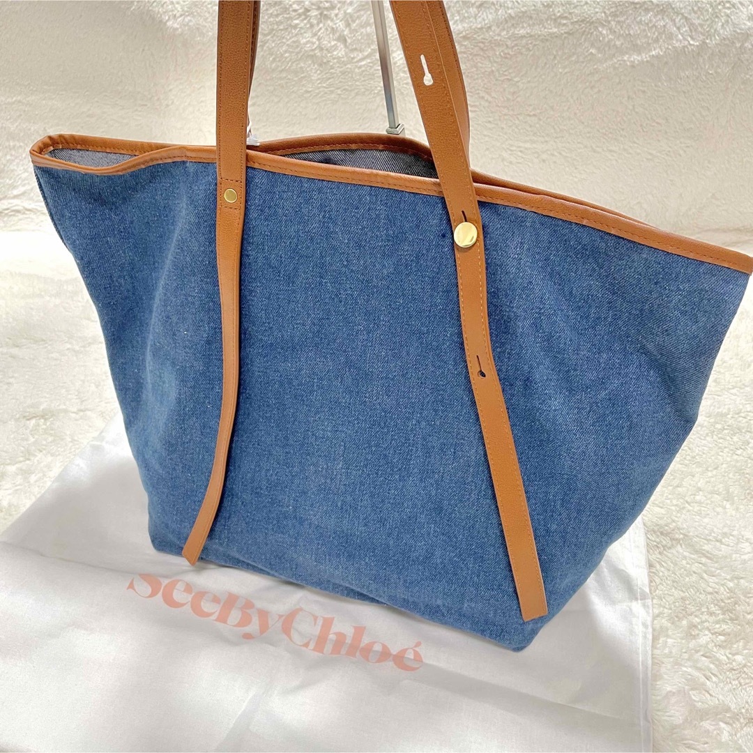 タグ付き未使用 訳あり See by Chloe アンディ デニムレザー トート