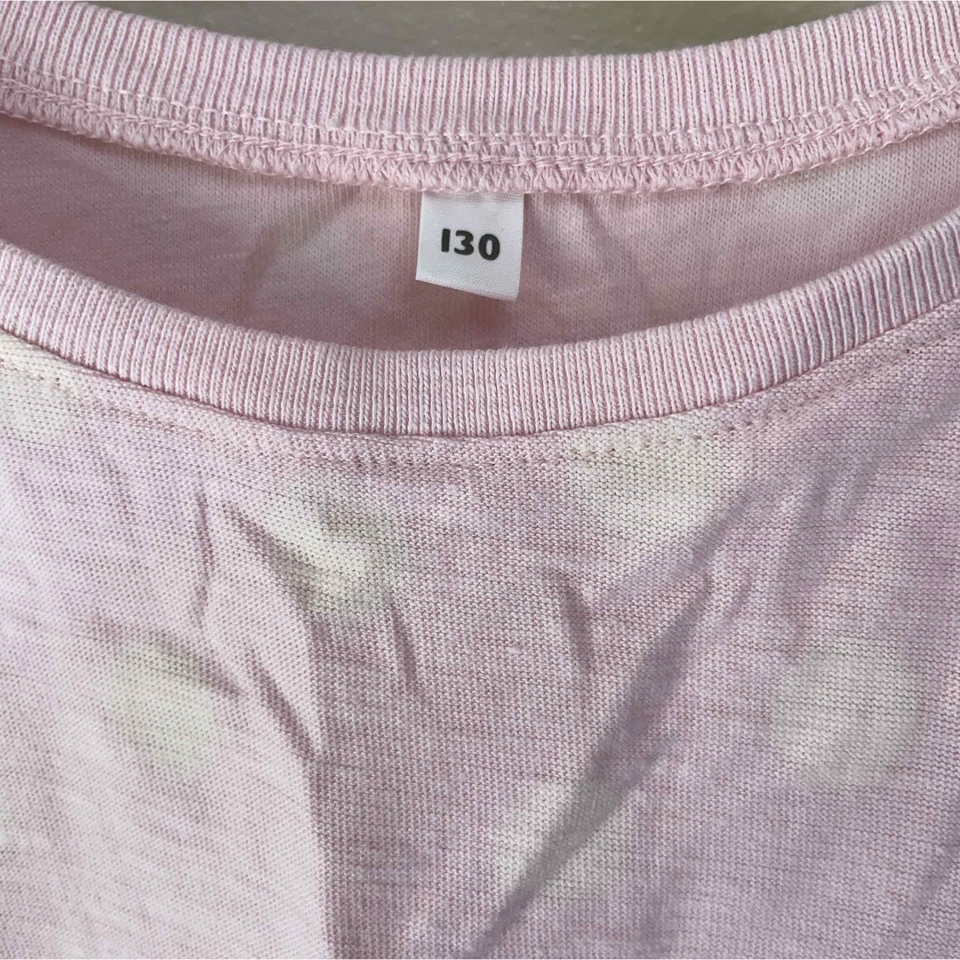MUJI (無印良品)(ムジルシリョウヒン)のMUJI ピンク　ドットTシャツ　130cm 無印良品 カットソー トップス キッズ/ベビー/マタニティのキッズ服女の子用(90cm~)(Tシャツ/カットソー)の商品写真