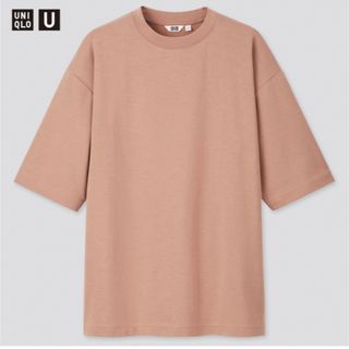 ユニクロ(UNIQLO)の新品　ユニクロU エアリズムコットンオーバーサイズT　ブラウン　XXLサイズ(Tシャツ/カットソー(半袖/袖なし))