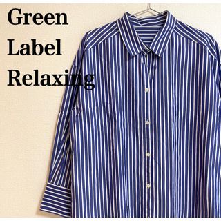 ユナイテッドアローズグリーンレーベルリラクシング(UNITED ARROWS green label relaxing)のグリーンレーベルリラクシング 長袖 ストライプ シャツ ブルー L XL 相当(シャツ/ブラウス(長袖/七分))