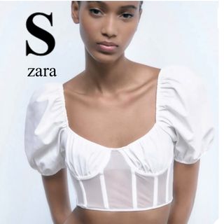 ザラ(ZARA)の本日限定値下げ❣️ zara ザラ トップス クロップド 白 レース シースルー(シャツ/ブラウス(半袖/袖なし))