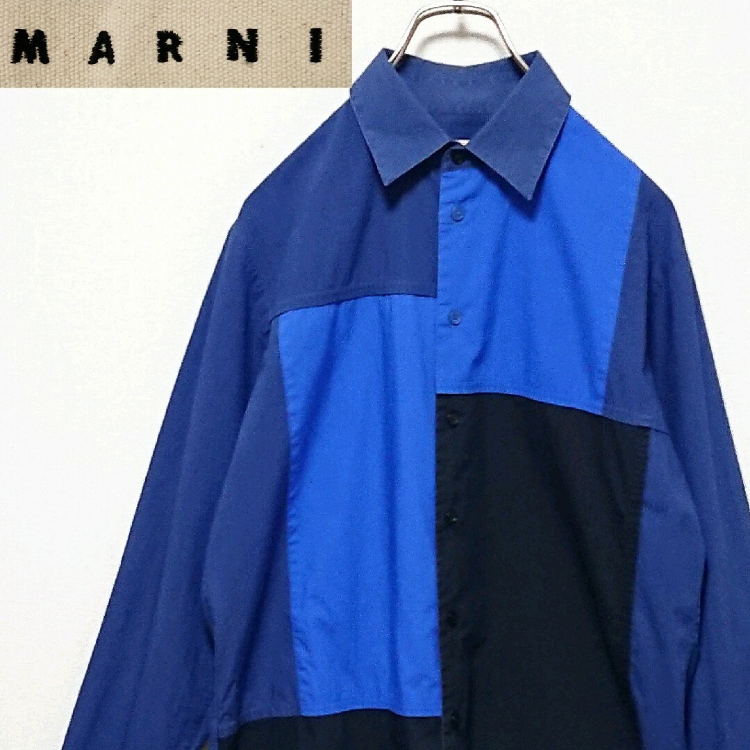 MARNI マルニ バイカラー イタリア製 メンズ 長袖 シャツ