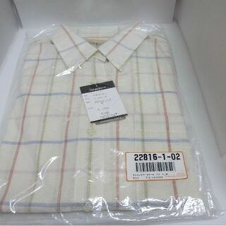 レディース　カジュアルチェック　シャツ　日本製　ウール100％　Mサイズ(シャツ/ブラウス(長袖/七分))
