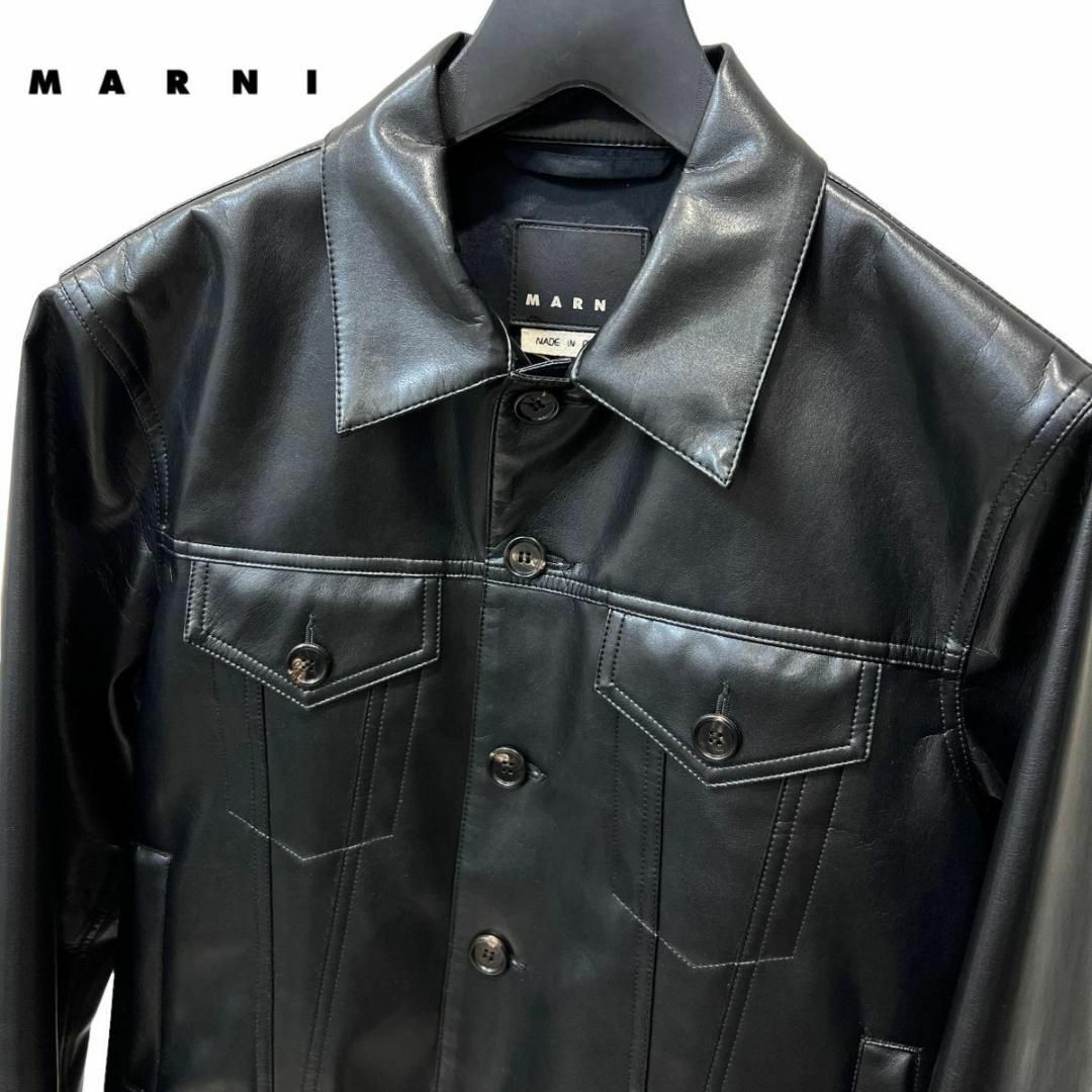 イタリア製 MARNI BLACK FAKE LEATHER JACKET 黒