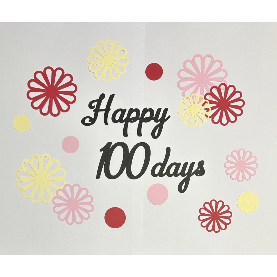 祝百日　100日祝い　ペーパーファン　レターバナー　誕生日　ハーフバースデー