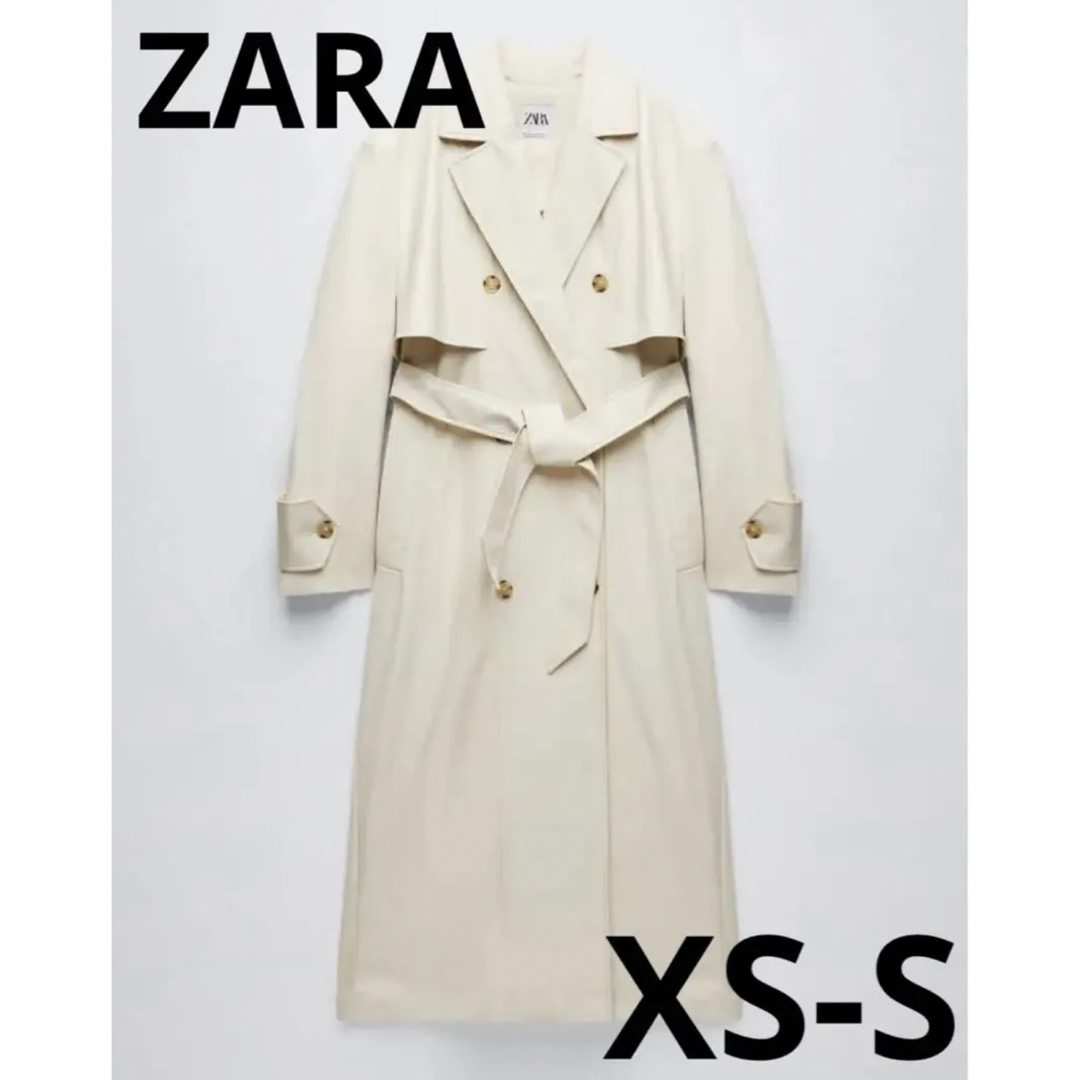 ZARA フェイクレザー　ロング　トレンチコート　秋服　アウター　大きめ　S M | フリマアプリ ラクマ