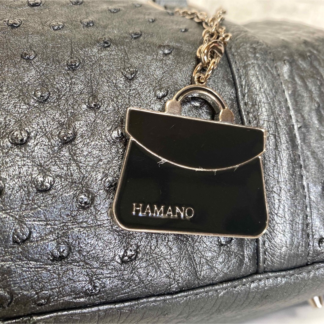 【美品】HAMANO オーストリッチ メタリックシルバー 130周年記念バッグ 6