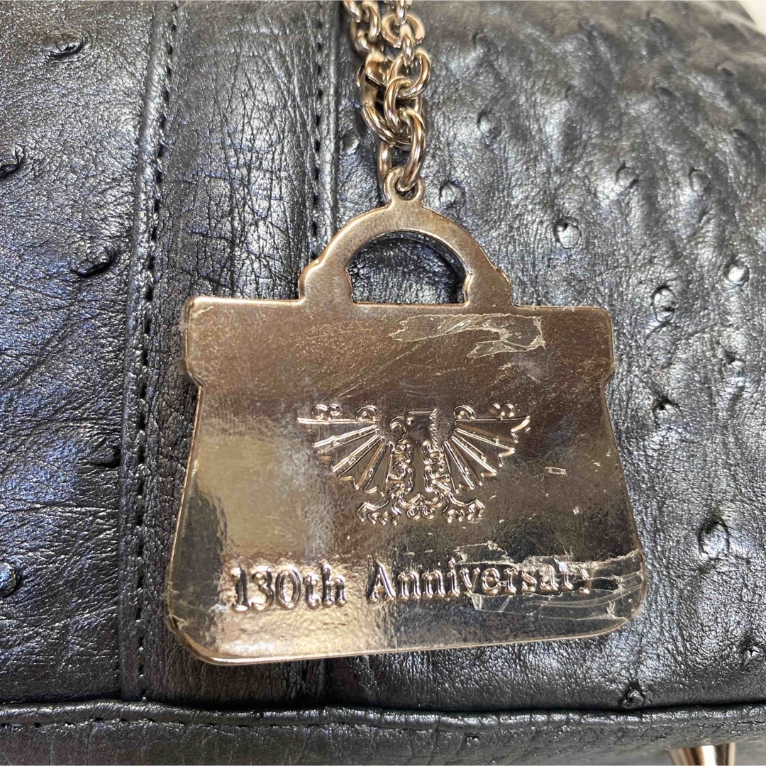【美品】HAMANO オーストリッチ メタリックシルバー 130周年記念バッグ 5