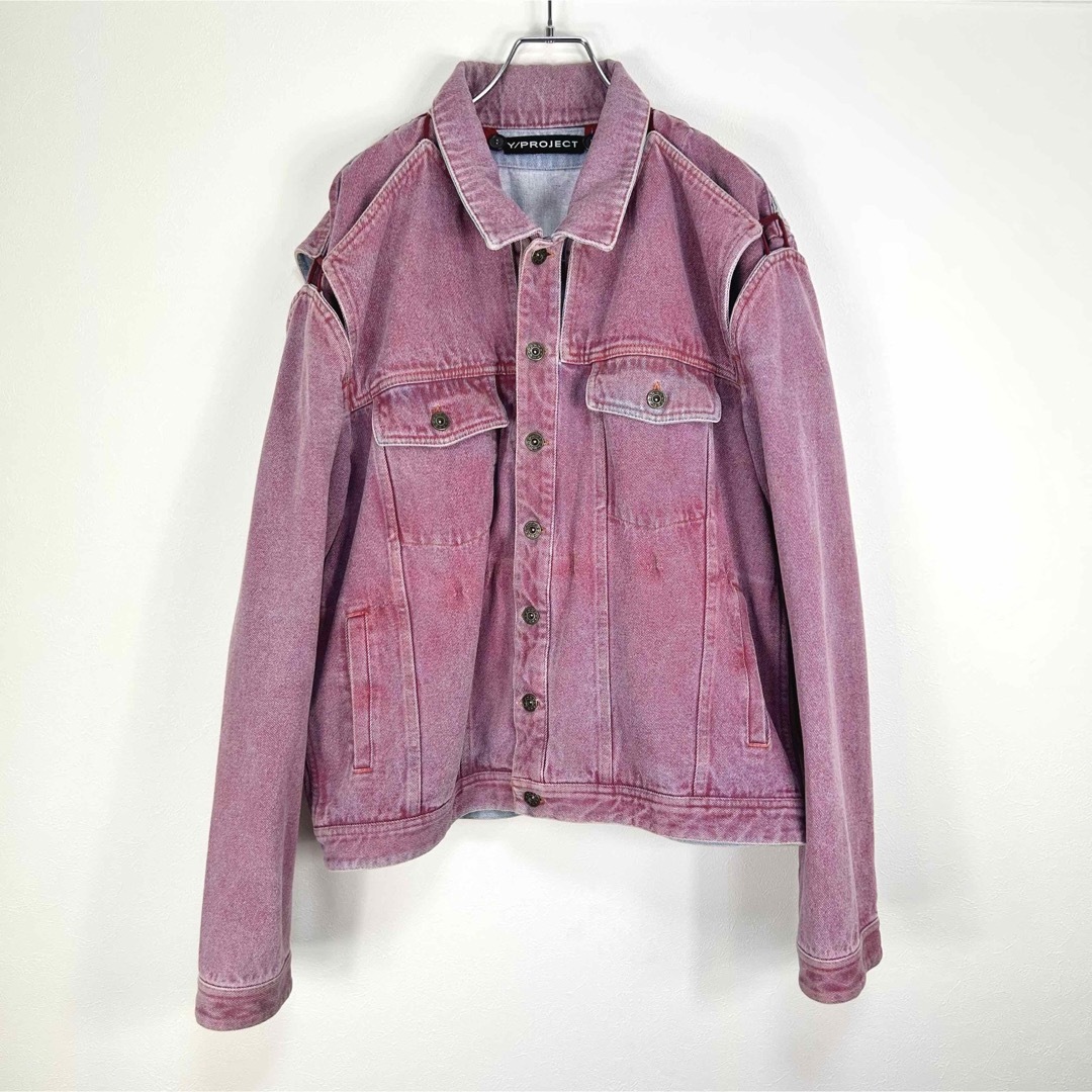 【希少】Y/PROJECT レイヤードデニムジャケット ピンク オーバーサイズ メンズのジャケット/アウター(Gジャン/デニムジャケット)の商品写真