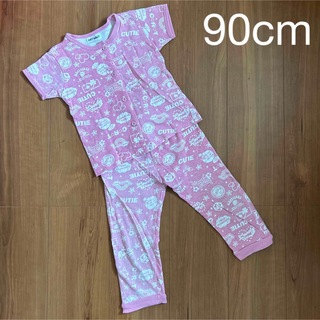 ベビー　赤ちゃん　子供服　半袖　パジャマ　ナイトウェア　上下　ピンク　90cm(パジャマ)