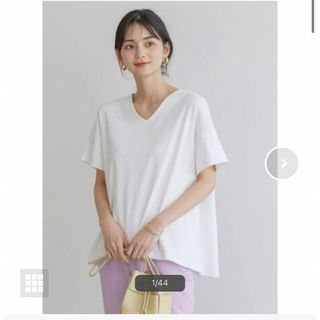 アメリカンホリック(AMERICAN HOLIC)のアメリカンホリック　キレイCottonVネックカットプルオーバー　M ホワイト(Tシャツ(半袖/袖なし))