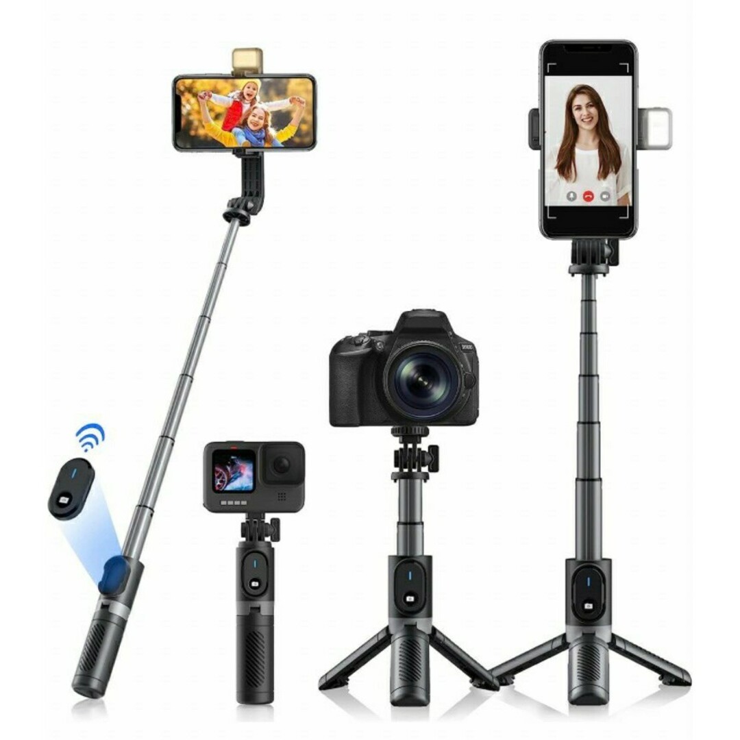 gopro スマホ カメラ 自撮り棒 ライト付 三脚 リモコン 6段階 gopro スマホ カメラ 自撮り棒 ライト付 三脚 リモコン 6段階