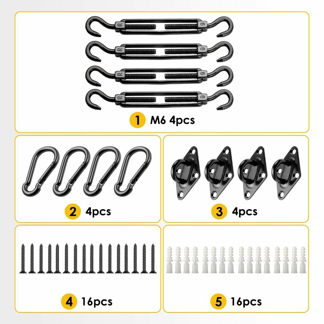 【色: ブラック】Aduson 日よけシェード シェードセイル 取り付接着金具 1